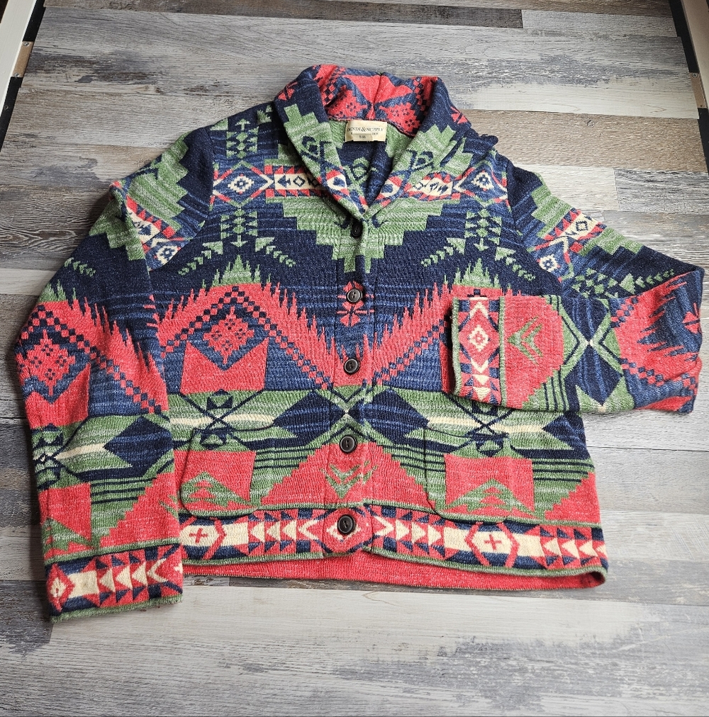 Ralph Lauren Denim & Supply Aztec Cardigan Sweater XL Button Front
